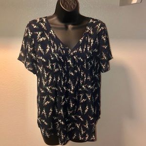 Navy floral blouse